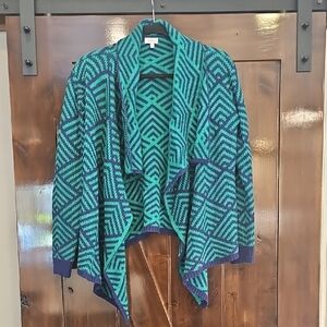 Pixley Blue and Green Geometric Cardigan